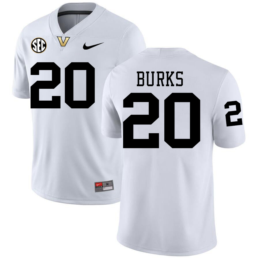 Oren Burks Jersey,Vanderbilt Commodores #20 Oren Burks Football Jersey,Uniforms-White